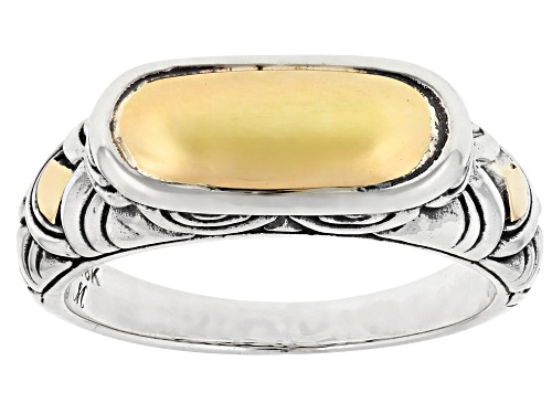 Pre-Owned Artisan Collection of Bali™ Sterling Silver & 18K Gold Scallop Patterned Ring - Size 11