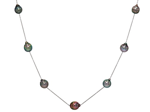 Pre-Owned 8.5-10mm Cultured Tahitian Pearl Rhodium Over Sterling Silver Necklace - Size 18