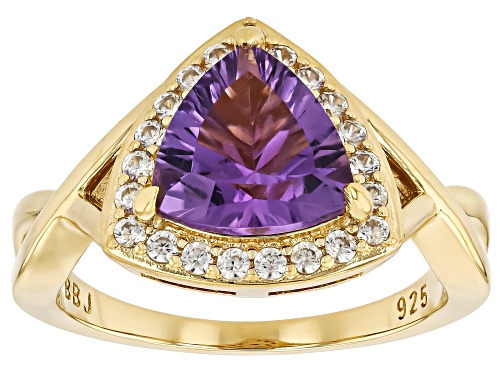 Pre-Owned 2.00ct Canela Amethyst With 0.47ctw White Zircon 18k Yellow Gold Over Sterling Silver Ring - Size 7