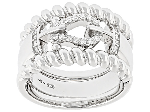 Pre-Owned MOISSANITE FIRE® 0.22CTW DEW ROUND PLATINEVE® RING WITH TWO BANDS - Size 8