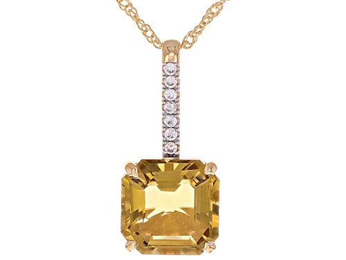 Pre-Owned 5.53ctw Champagne Quartz With White Zircon 18k Yellow Gold Over Stering Silver Pendant Wit
