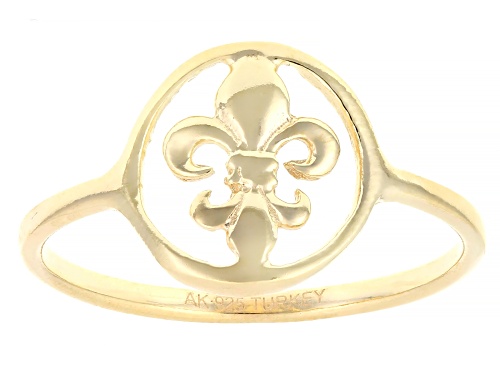 Pre-Owned 18k Yellow Gold Over Sterling Silver Fleur-De-Lis Ring - Size 3.5