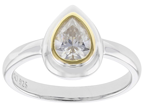 Pre-Owned MOISSANITE FIRE® 0.78CT DEW PEAR SHAPE PLATINEVE® AND 14K YELLOW GOLD OVER SILVER  RING - Size 6