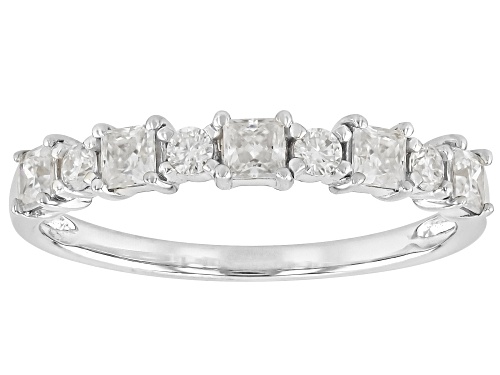 Pre-Owned Moissanite Fire® 0.62ctw DEW Square Pincess cut and Round Platineve® Band Ring - Size 5