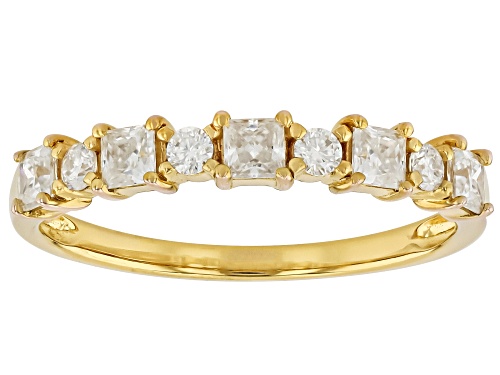 Pre-Owned Moissanite Fire® 0.62ctw DEW Square Princess Cut and Round 14k Yellow Gold Over Silver Ban - Size 10