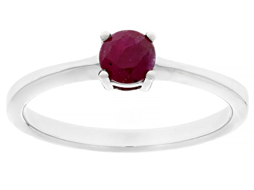 Pre-Owned 0.20ct Ruby Rhodium Over Sterling Silver Solitaire   Ring - Size 9