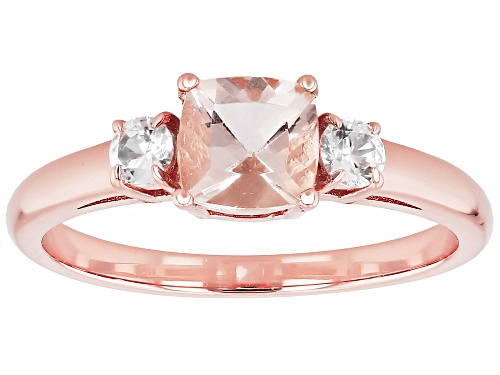 Pre-Owned 0.65ct Morganite With 0.27ctw White Zircon 18k Rose Gold Over Sterling Silver Ring - Size 9
