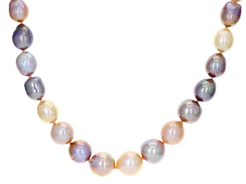 Pre-Owned 9-12mm Multi-Color Cultured Kasumiga Pearl Rhodium Over Sterling Silver 20 Inch Necklace - Size 20