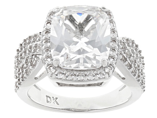 Pre-Owned 9.27ctw Lab Created White Sapphire Rhodium Over Brass Ring - Size 10
