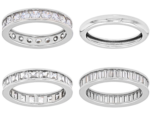 Pre-Owned Bella Luce® 10.82ctw White Diamond Simulant Rhodium Over Brass Ring Set of 4 - Size 6