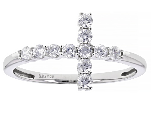 Pre-Owned Bella Luce® 0.50ctw White Diamond Simulant Rhodium Over Sterling Silver Cross Ring - Size 6