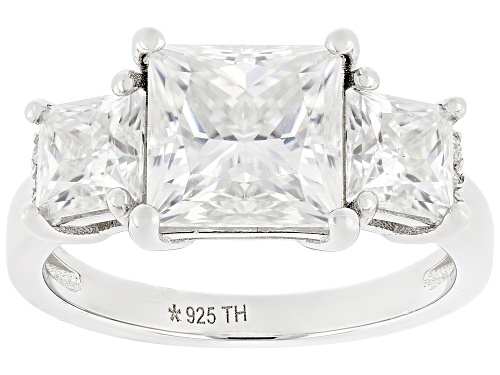 Pre-Owned MOISSANITE FIRE® 4.46CTW DEW SQUARE PRINCESS AND ROUND PLATINEVE® RING - Size 8