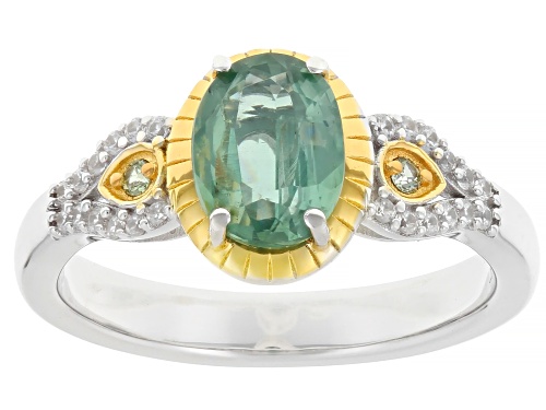 Pre-Owned 1.35ct Mint Kyanite with 0.22ctw Sapphire and Zircon Rhodium & 18K Yellow Gold Over Silver - Size 10