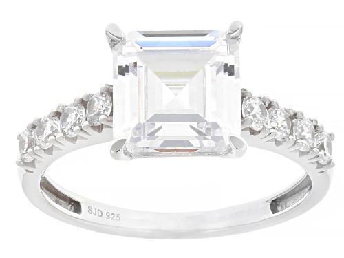 Pre-Owned Bella Luce® 4.60ctw White Diamond Simulant Rhodium Over Sterling Silver Ring - Size 7