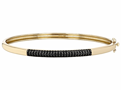Photo of Pre-Owned 1.71ctw Black Spinel 18k Yellow Gold Over Sterling Silver Bangle Bracelet