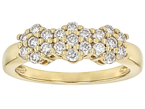 Pre-Owned MOISSANITE FIRE® .63CTW DEW ROUND BRILLIANT 14K YELLOW GOLD OVER STERLING SILVER CLUSTER B - Size 8