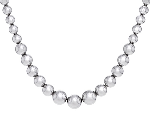 Pre-Owned Rhodium Over Sterling Silver Graduated Bead 17" Necklace - Size 17