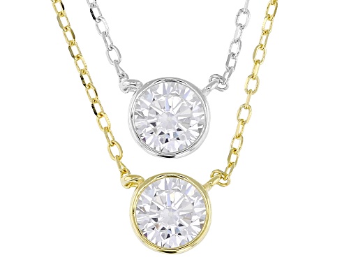 Pre-Owned Bella Luce® 3.16ctw Diamond Simulant Rhodium And 14k Yellow Gold Over Silver Necklace(1.91 - Size 17