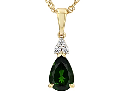 Pre-Owned 1.62ct Chrome Diopside With 0.08ctw White Zircon 18k Yellow Gold Over Sterling Silver Pend