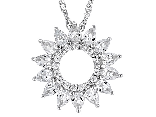 Pre-Owned 2.26ctw White Topaz with 0.29ctw White Zircon Rhodium Over Sterling Silver Pendant with Ch