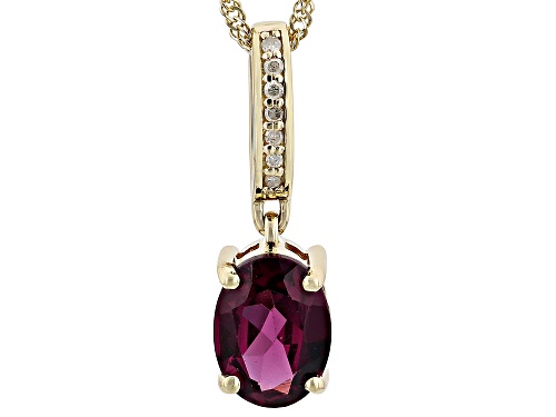 Pre-Owned 1.19ct Grape Garnet And 0.03ctw White Diamond 10k Yellow Gold Pendant With Chain