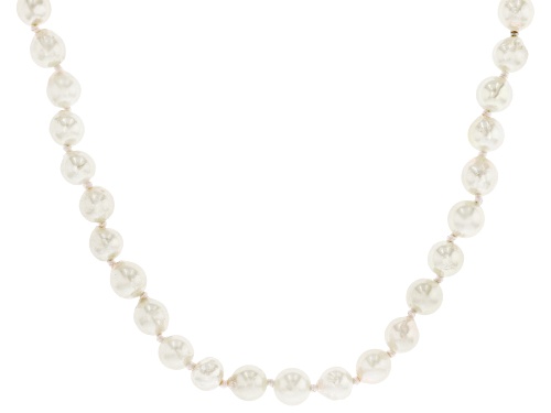 Pre-Owned 5-5.5mm White Cultured Japanese Akoya Pearl Rhodium Over Sterling Silver 18 Inch Strand Ne - Size 18