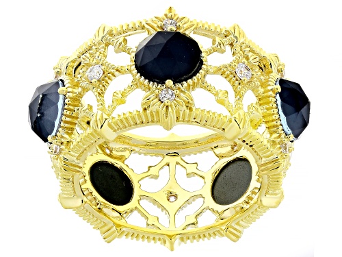 Pre-Owned Judith Ripka Lab Blue Quartz Hematine Doublet with 0.51ctw Bella Luce® 14k Gold Clad Starl - Size 10