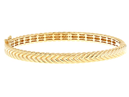 Pre-Owned 18k Yellow Gold Over Sterling Silver Chevron Design Bangle - Size 7.5