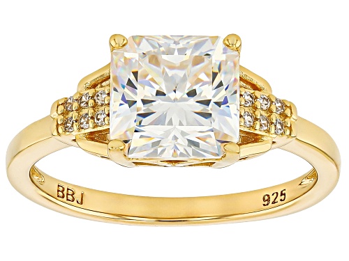 Pre-Owned 3.38ct Snowflake Cut Strontium Titanate with 0.11ctw Zircon 18k Yellow Gold Over Silver Ri - Size 7