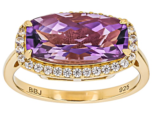 Pre-Owned 3.23ct Canela Amethyst with 0.26ctw White Zircon 18k Yellow Gold Over Sterling Silver Ring - Size 8