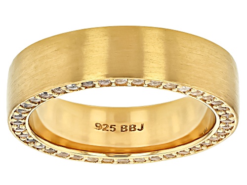 Pre-Owned 1.36ctw Lab Created White Sapphire 18k Yellow Gold Over Sterling Silver Matte Finish Weddi - Size 13
