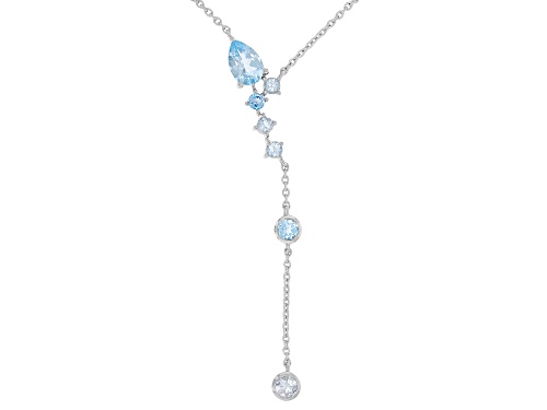 Pre-Owned 2.55ctw Glacier Topaz™ & Swiss Blue Topaz with Aquamarine Rhodium Over Sterling Silver Nec - Size 18