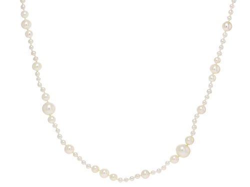 Pre-Owned Genusis™ 3-8mm White Cultured Freshwater Pearl Rhodium Over Sterling Silver 32 Inch Neckla - Size 32