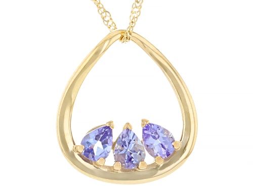 Pre-Owned 0.33ctw Tanzanite 14K Yellow Gold 3-Stone Pendant With Chain