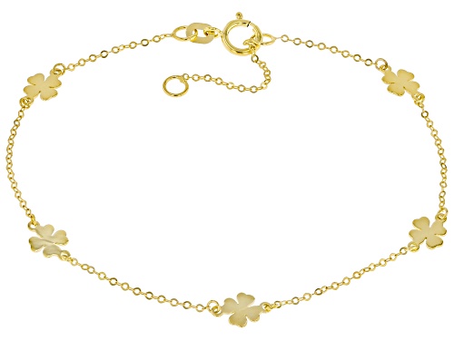 Pre-Owned Splendido Italian Jewelry™ 10k Yellow Gold Clover Station Bracelet - Size 8