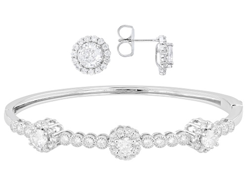 Pre-Owned Bella Luce® 10.00ctw White Diamond Simulant Rhodium Over Brass Bracelet and Stud Earring S