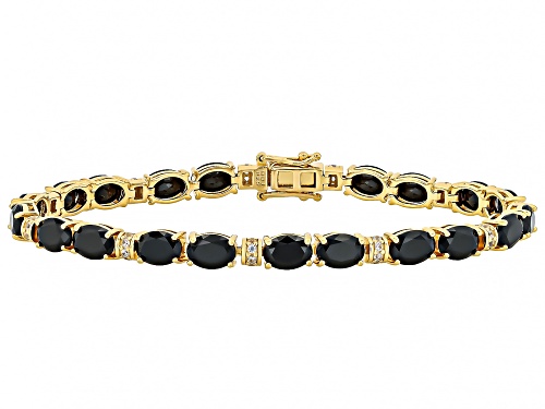 Photo of Pre-Owned 4.19ctw Black Spinel With 0.22ctw White Zircon 18k Yellow Gold Over Sterling Silver Bracel - Size 7.25