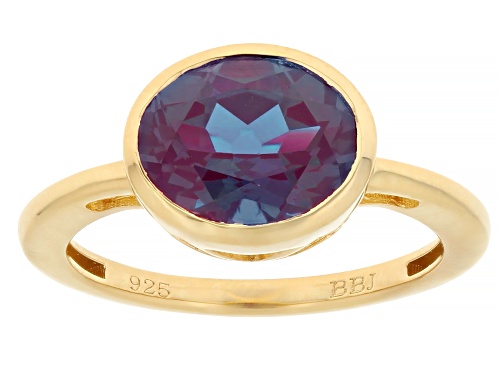 Pre-Owned 2.70ct Lab Created Alexandrite 18K Yellow Gold Over Sterling Ring - Size 8