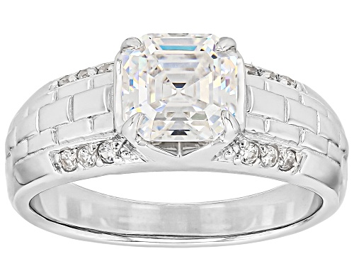 Pre-Owned 2.42ct Asscher Cut Strontium Titanate With 1.02ctw White Zircon Rhodium Over Silver Rolex - Size 10