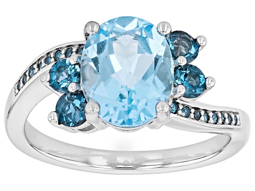 Pre-Owned 3.24ct Glacier Topaz™, 0.50ctw London Blue Topaz & 0.07ctw Blue Diamond Rhodium Over Silve - Size 6