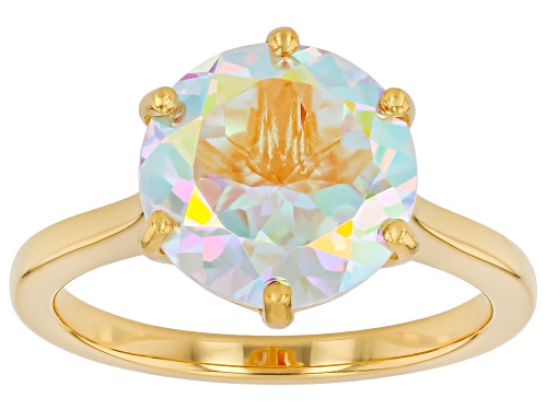 Pre-Owned 4.95ctw Mercury Mist Topaz 18K Yellow Gold Over Sterling Silver Solitaire Ring - Size 9