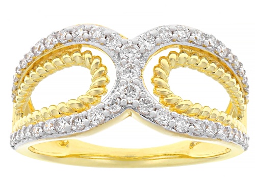 Pre-Owned Prazana® Lab-Grown Diamonds 0.50ctw Diamond 18K Yellow Gold and Rhodium Over Silver Ring, - Size 10