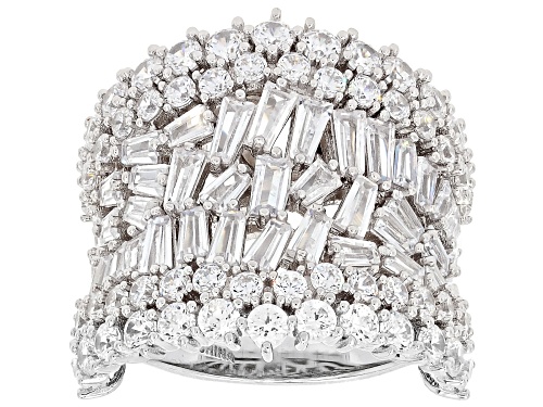 Pre-Owned Bella Luce® 8.38ctw White Diamond Simulant Rhodium Over Sterling Silver Ring - Size 5