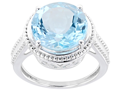 Pre-Owned 6.61ct Round Glacier Topaz™ Rhodium Over Sterling Silver Ring - Size 8