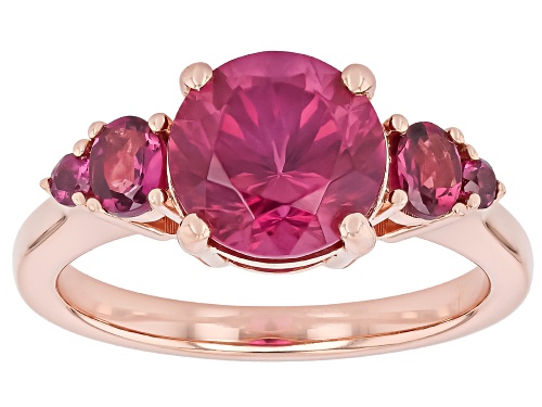 Pre-Owned 3.02ctw Cranberry Zandrite(R) With 0.50ctw Rhodolite 18K Rose Gold Over Sterling Silver Ri - Size 6