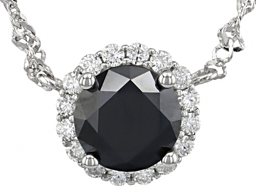 Pre-Owned MOISSANITE FIRE® AND BLACK MOISSANITE 1.52CTW DEW ROUND BRILLIANT PLATINEVE® HALO NECKLACE - Size 18