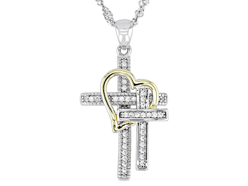 Pre-Owned Bella Luce® 0.34ctw White Diamond Simulant Rhodium Over Silver And Eterno™ Yellow Cross Pe
