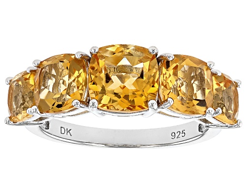 Pre-Owned 4.12ctw Square Cushion Citrine Rhodium Over Sterling Silver Ring - Size 8