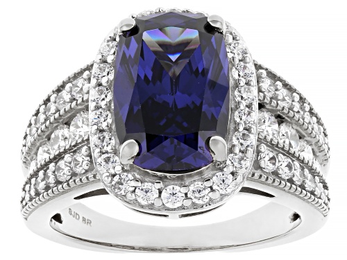 Pre-Owned Bella Luce® Esotica™ 8.22ctw Tanzanite And White Diamond Simulants Platinum Over Brass Rin - Size 6