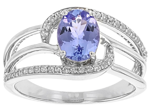 Pre-Owned 1.20ctw Tanzanite with 0.24ctw White Zircon Platinum Over Sterling Silver Ring - Size 9